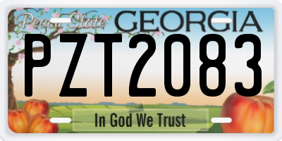 GA license plate PZT2083
