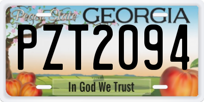 GA license plate PZT2094