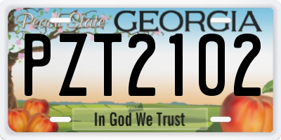 GA license plate PZT2102
