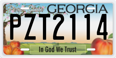 GA license plate PZT2114