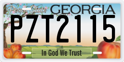 GA license plate PZT2115