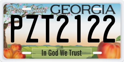 GA license plate PZT2122