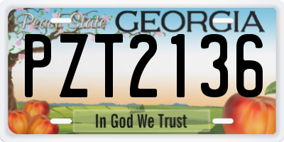 GA license plate PZT2136