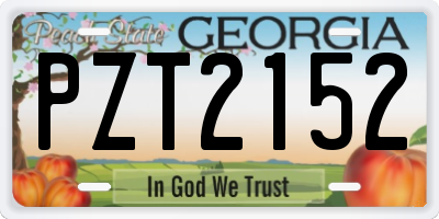 GA license plate PZT2152