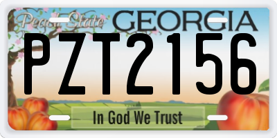 GA license plate PZT2156