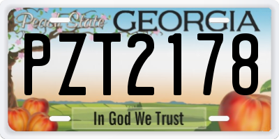 GA license plate PZT2178