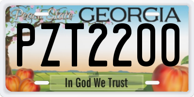 GA license plate PZT2200