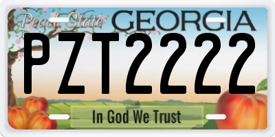 GA license plate PZT2222