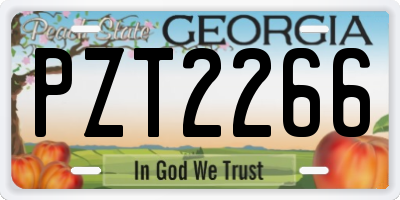 GA license plate PZT2266
