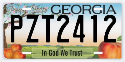 GA license plate PZT2412