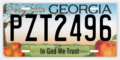 GA license plate PZT2496