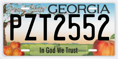 GA license plate PZT2552
