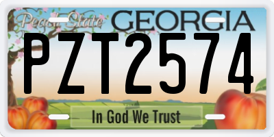 GA license plate PZT2574