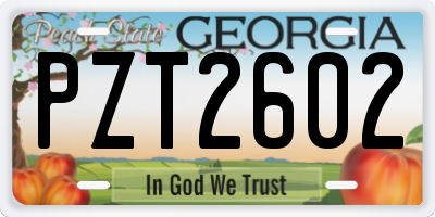 GA license plate PZT2602
