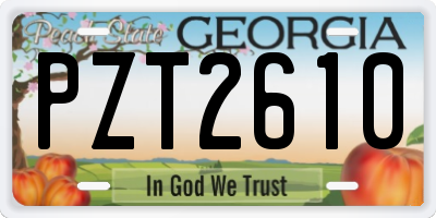 GA license plate PZT2610