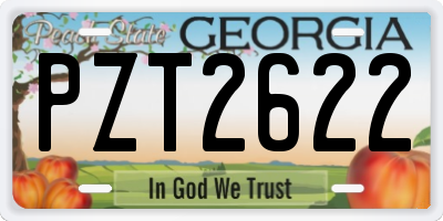 GA license plate PZT2622