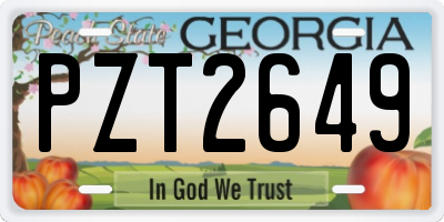 GA license plate PZT2649