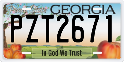 GA license plate PZT2671