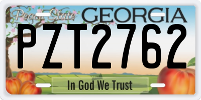 GA license plate PZT2762
