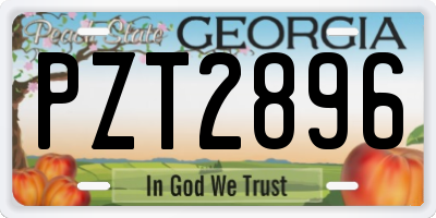 GA license plate PZT2896