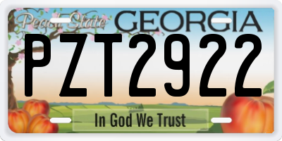 GA license plate PZT2922