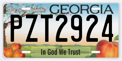 GA license plate PZT2924
