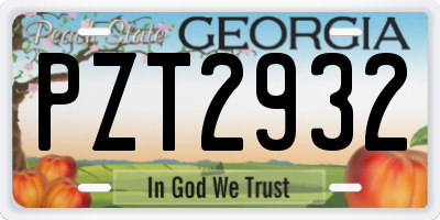 GA license plate PZT2932