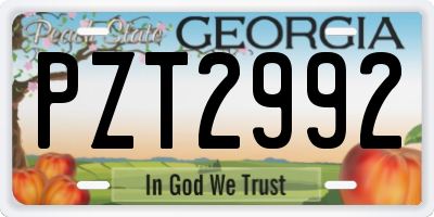 GA license plate PZT2992