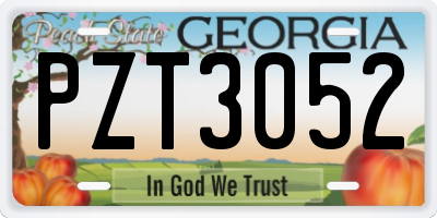 GA license plate PZT3052