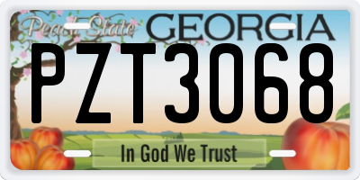 GA license plate PZT3068