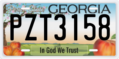GA license plate PZT3158