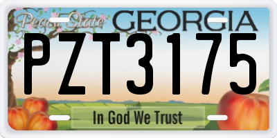 GA license plate PZT3175