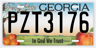 GA license plate PZT3176