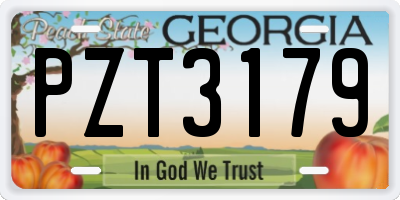 GA license plate PZT3179