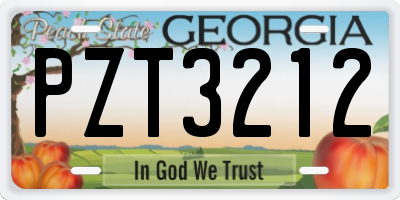 GA license plate PZT3212