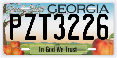GA license plate PZT3226
