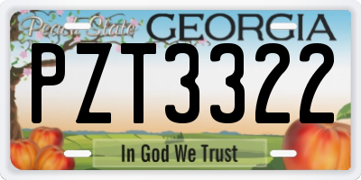 GA license plate PZT3322