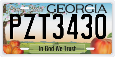 GA license plate PZT3430