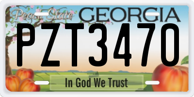 GA license plate PZT3470