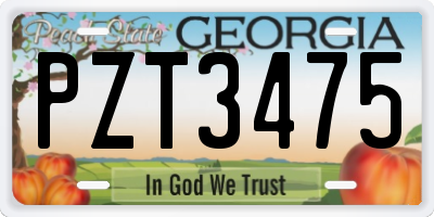 GA license plate PZT3475