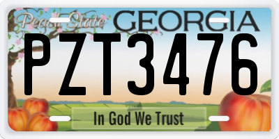 GA license plate PZT3476