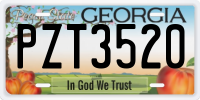GA license plate PZT3520