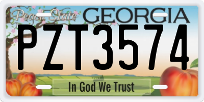 GA license plate PZT3574