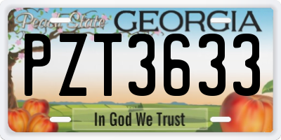 GA license plate PZT3633