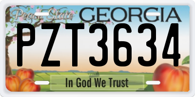 GA license plate PZT3634