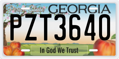 GA license plate PZT3640