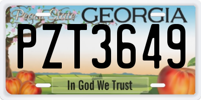 GA license plate PZT3649