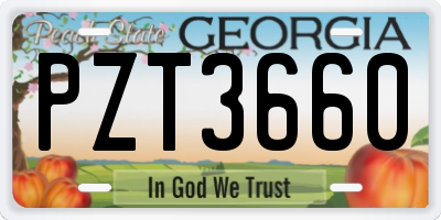 GA license plate PZT3660