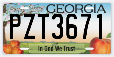 GA license plate PZT3671