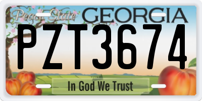 GA license plate PZT3674